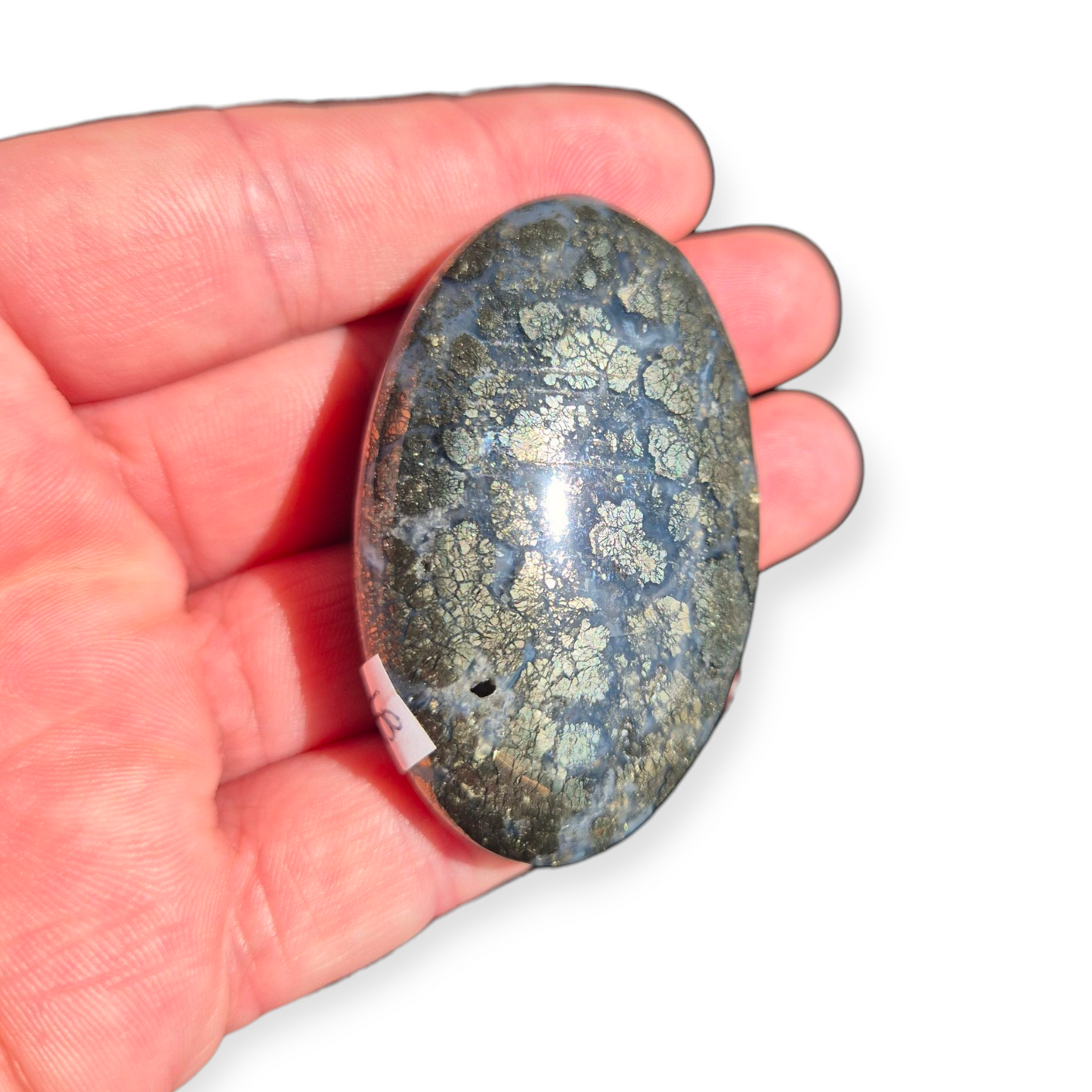 Crystals - Pyrite (in Chalcedony) Palmstone