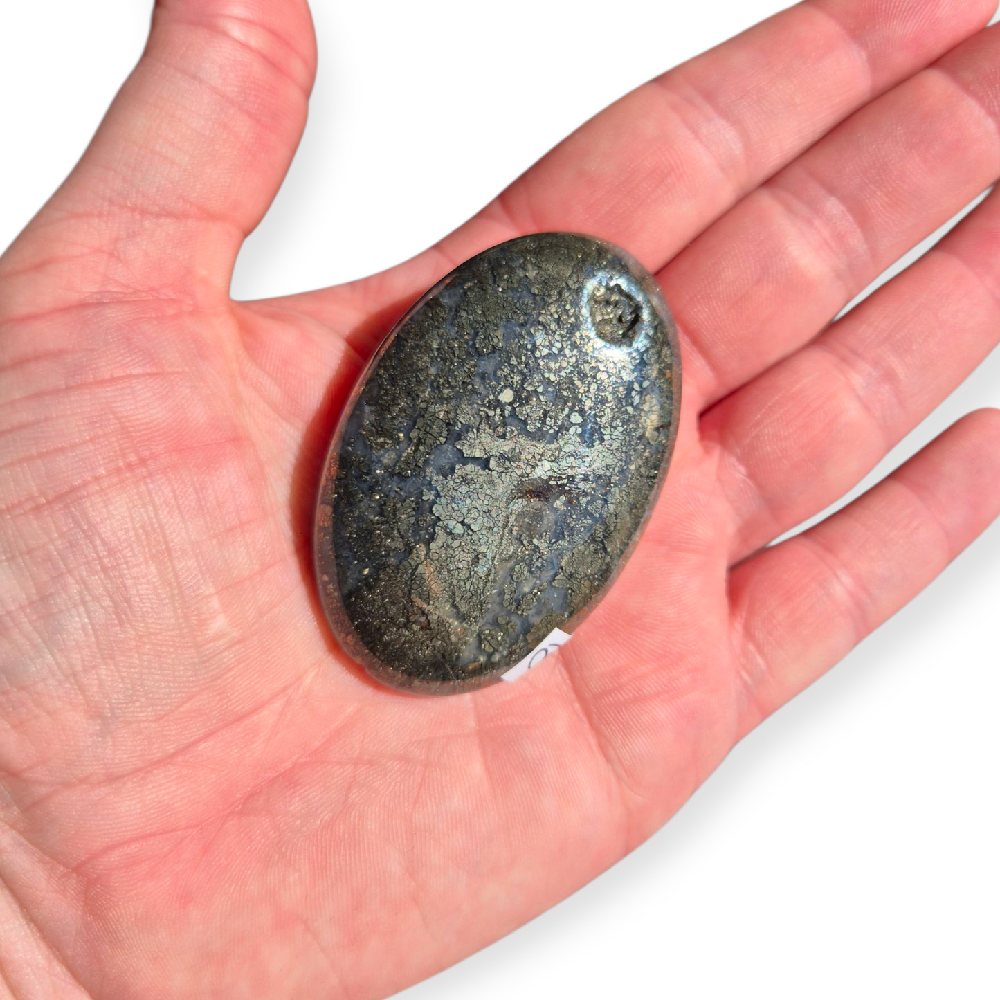 Crystals - Pyrite (in Chalcedony) Palmstone