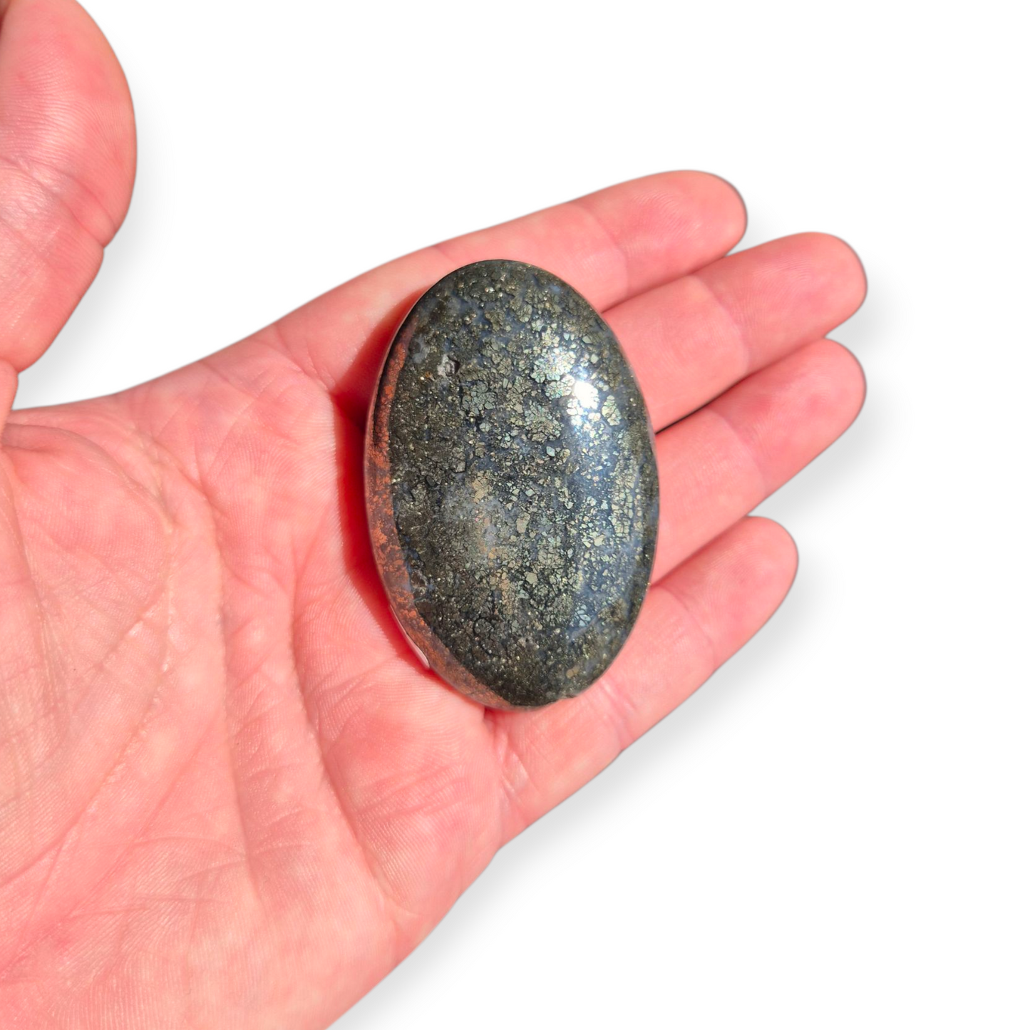 Crystals - Pyrite (in Chalcedony) Palmstone