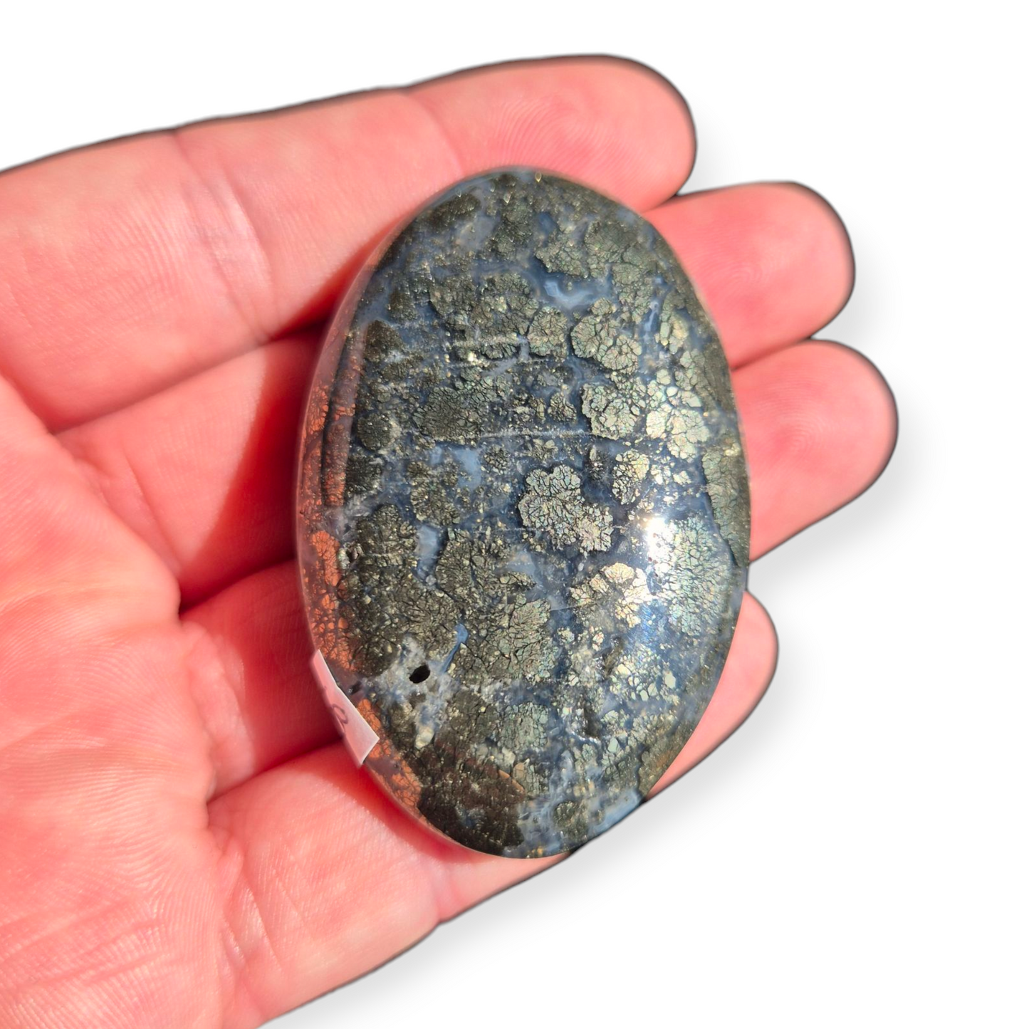 Crystals - Pyrite (in Chalcedony) Palmstone