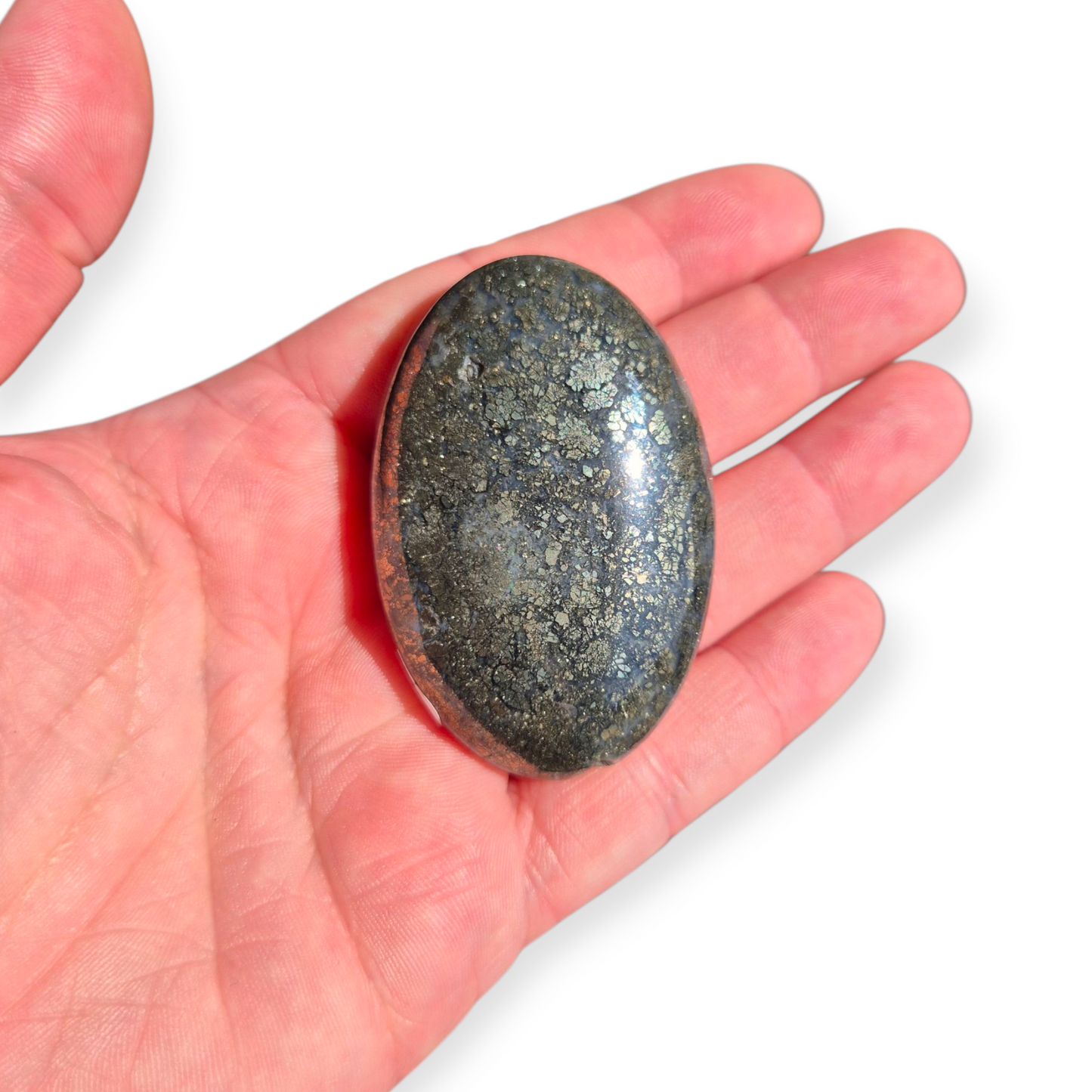 Crystals - Pyrite (in Chalcedony) Palmstone