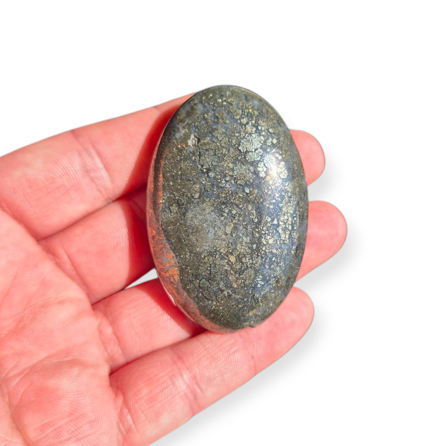 Crystals - Pyrite (in Chalcedony) Palmstone