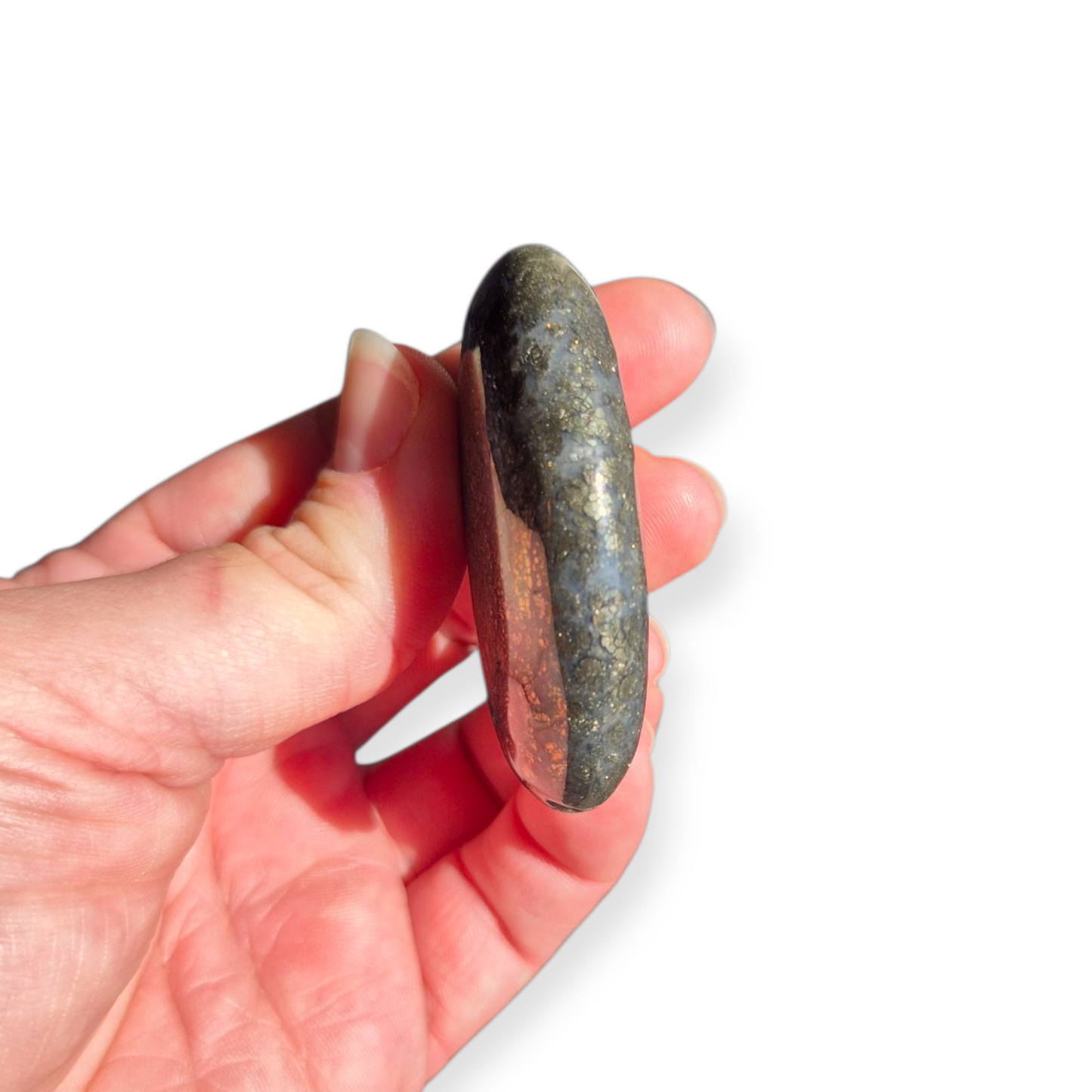 Crystals - Pyrite (in Chalcedony) Palmstone