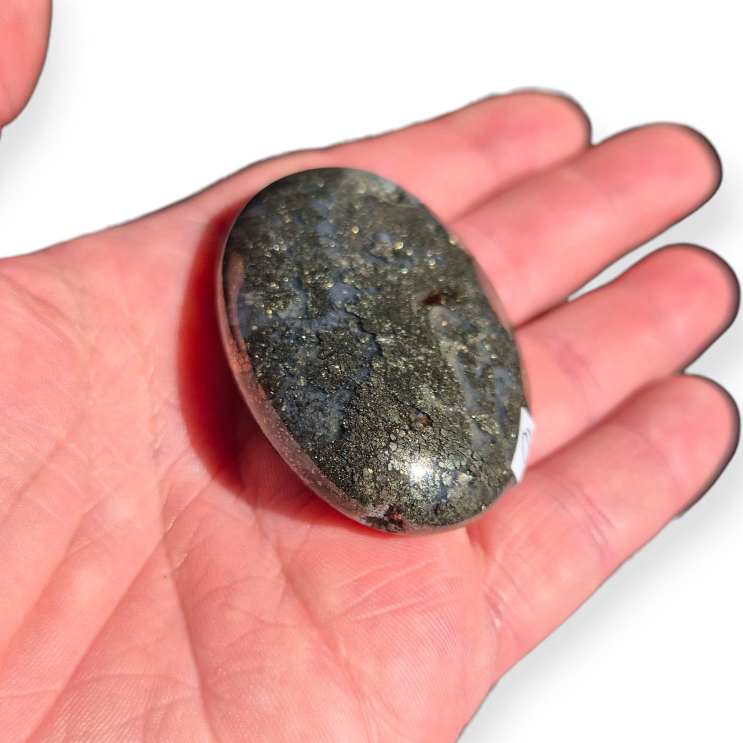 Crystals - Pyrite (in Chalcedony) Palmstone