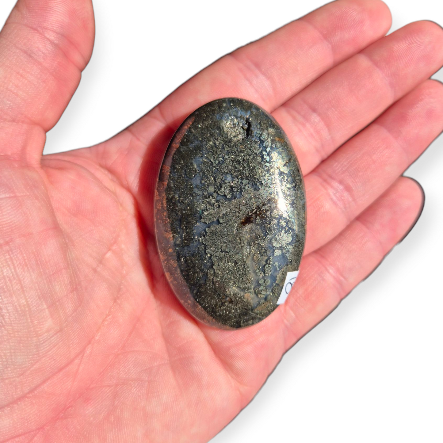 Crystals - Pyrite (in Chalcedony) Palmstone
