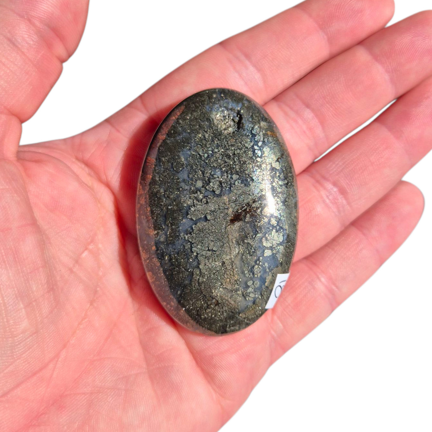 Crystals - Pyrite (in Chalcedony) Palmstone