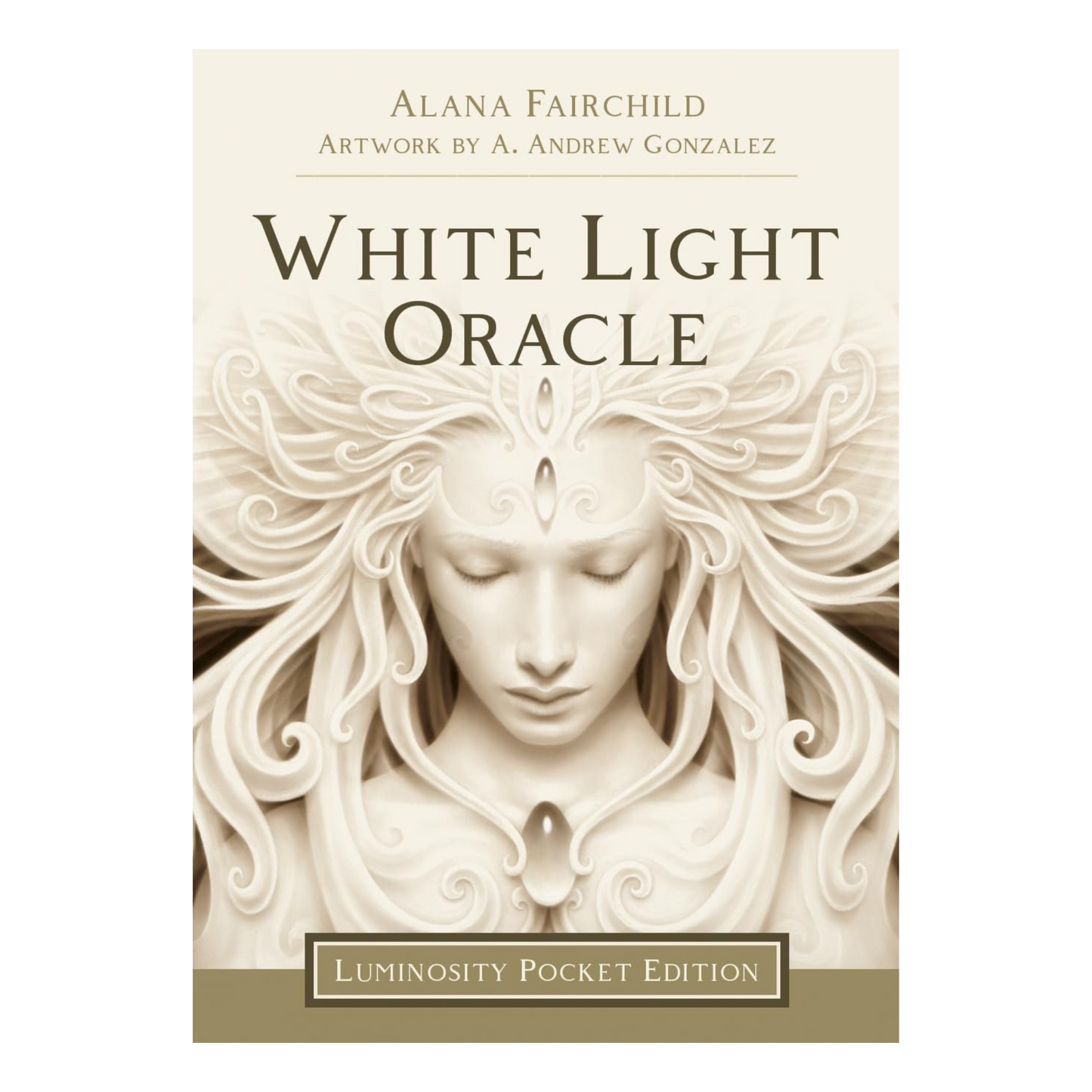 Book cover of 'White Light Oracle' by Alana Fairchild with artistic depiction of a woman's face.
