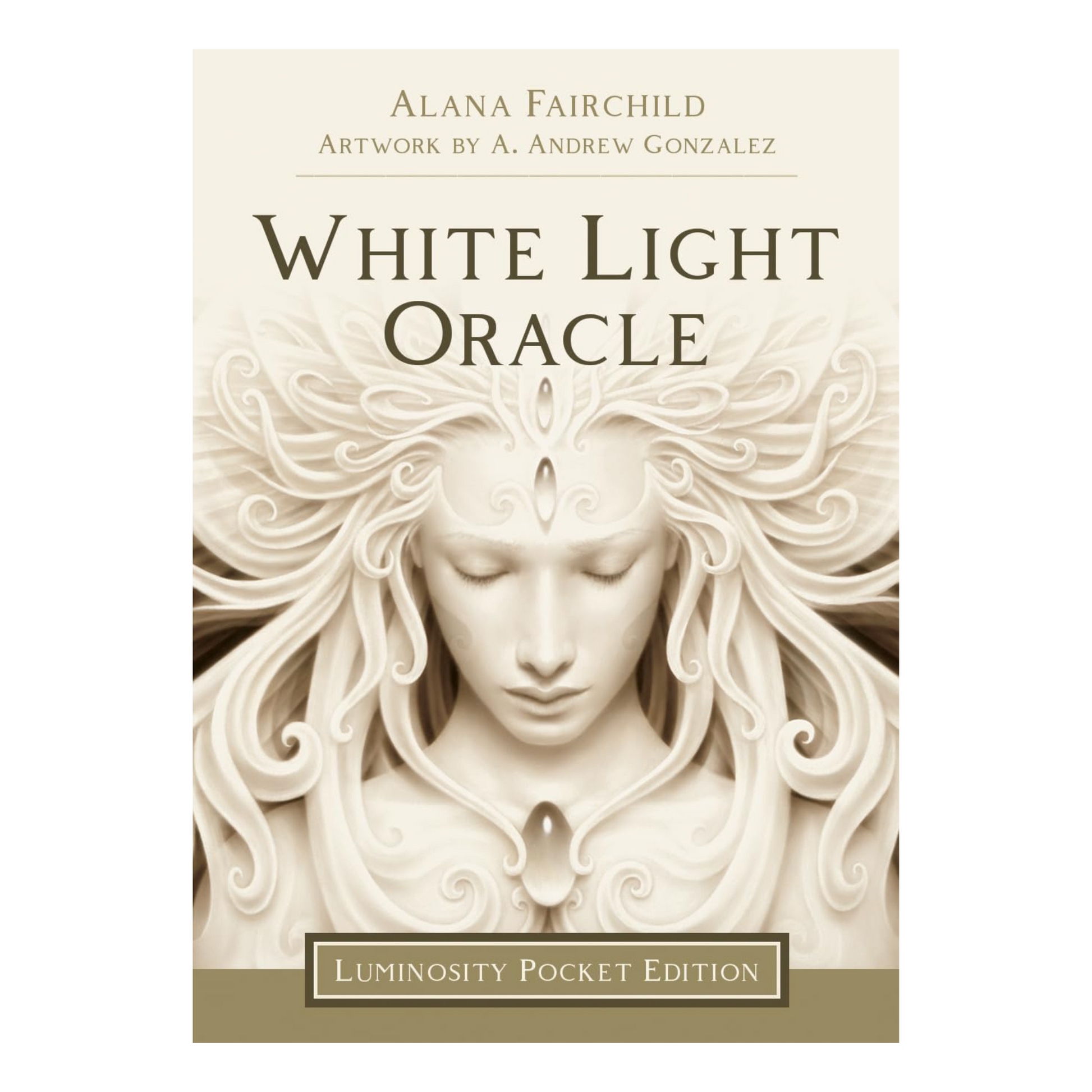 Book cover of 'White Light Oracle' by Alana Fairchild with artistic depiction of a woman's face.