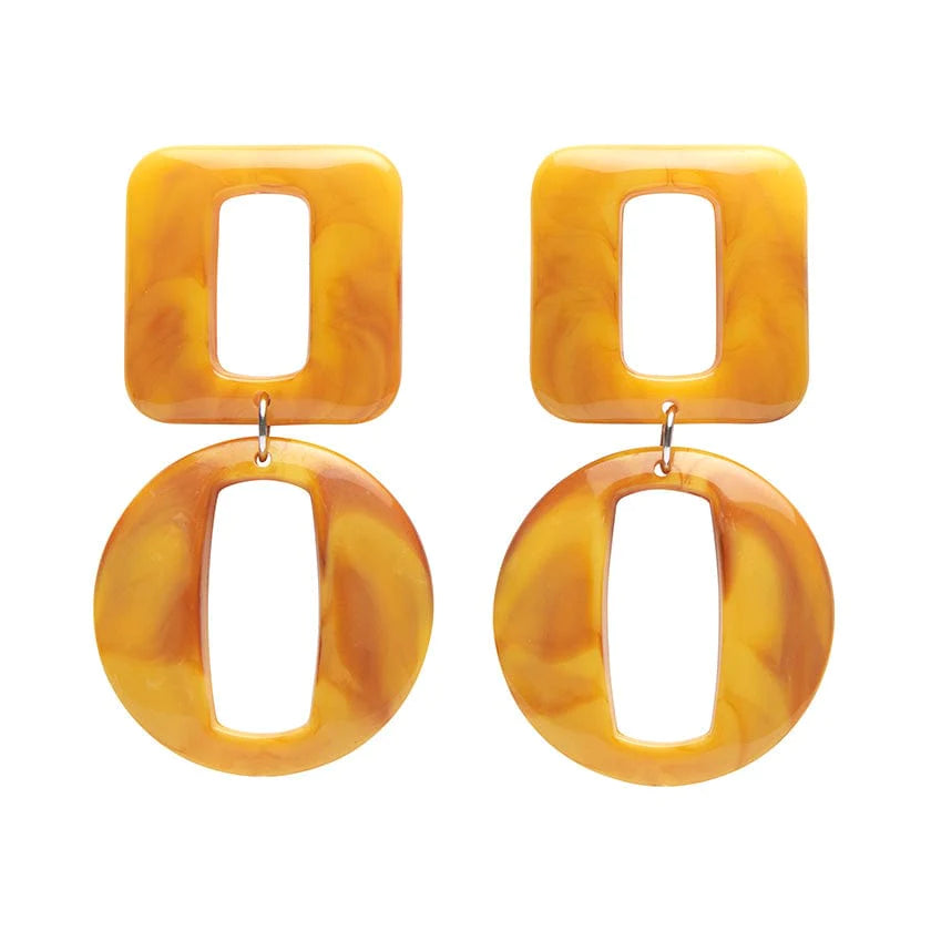 Erstwilder - Statement Marble Chunky Drop Earrings - Mustard