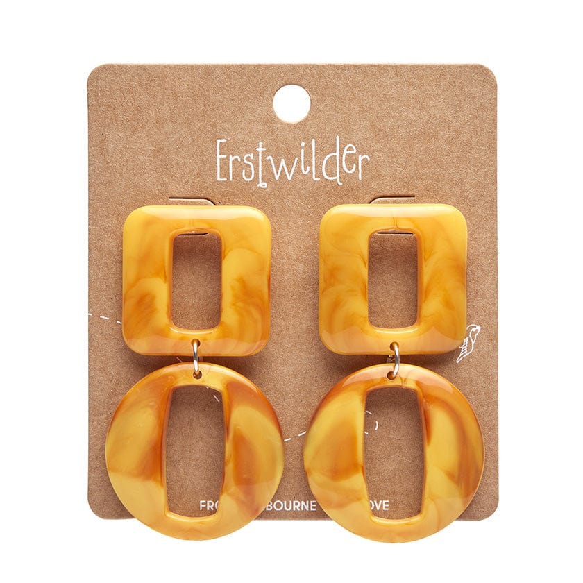 Erstwilder - Statement Marble Chunky Drop Earrings - Mustard