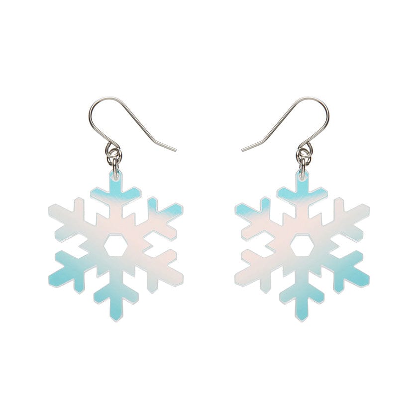 Erstwilder - Iridescent Snowflake Drop Earrings