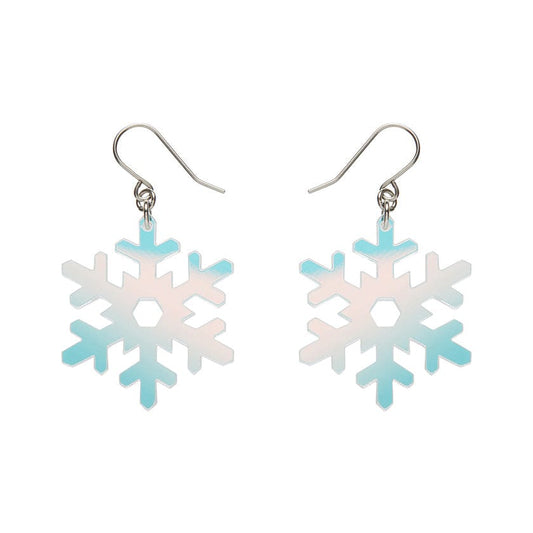 Erstwilder - Iridescent Snowflake Drop Earrings