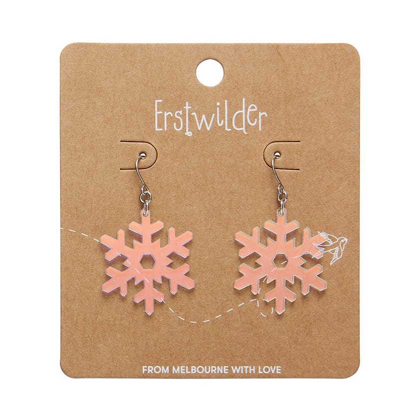 Erstwilder - Iridescent Snowflake Drop Earrings