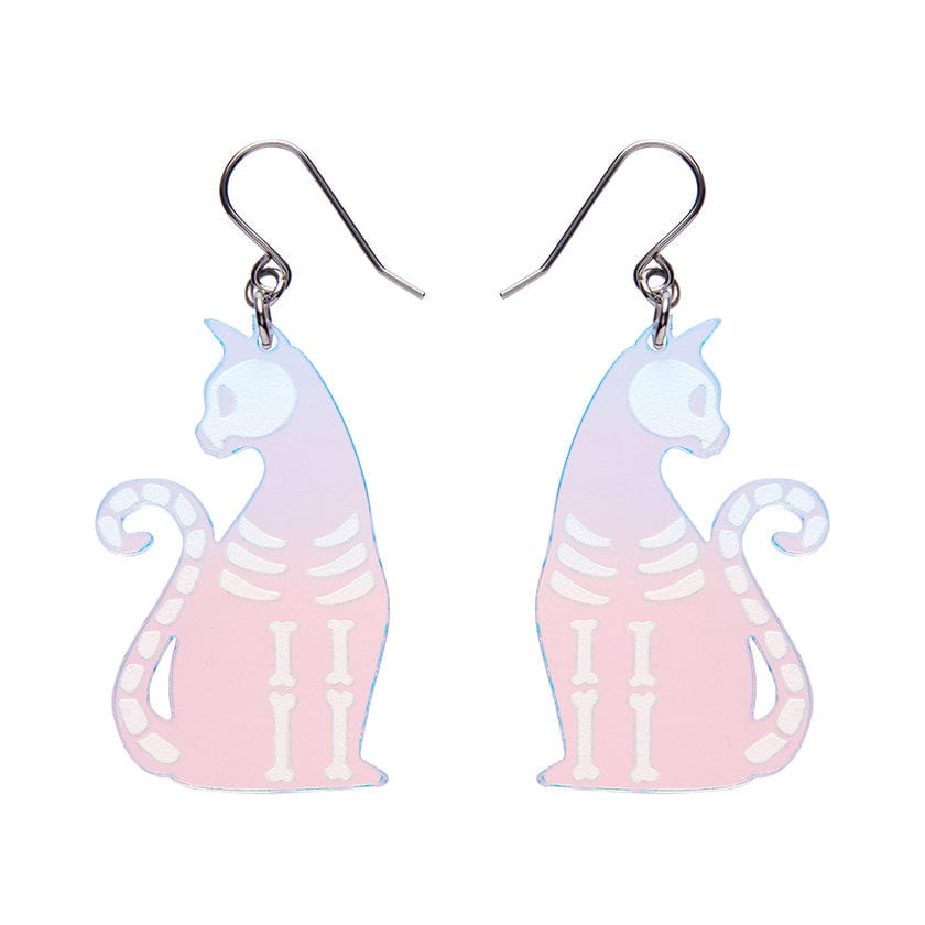 Bone Kitty Drop Earrings - Iridescent