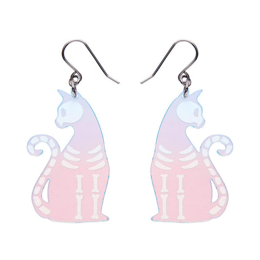 Bone Kitty Drop Earrings - Iridescent