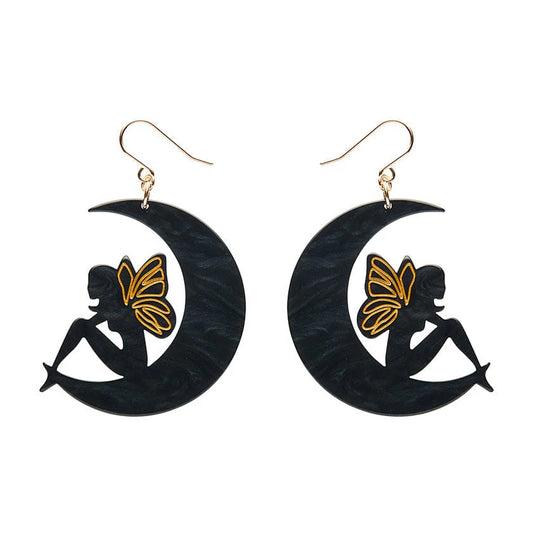 Erstwilder - Fairy Moon Drop Essential Earrings - Black