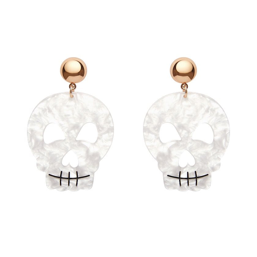 Erstwilder - Skull Ripple Statement Earrings - White