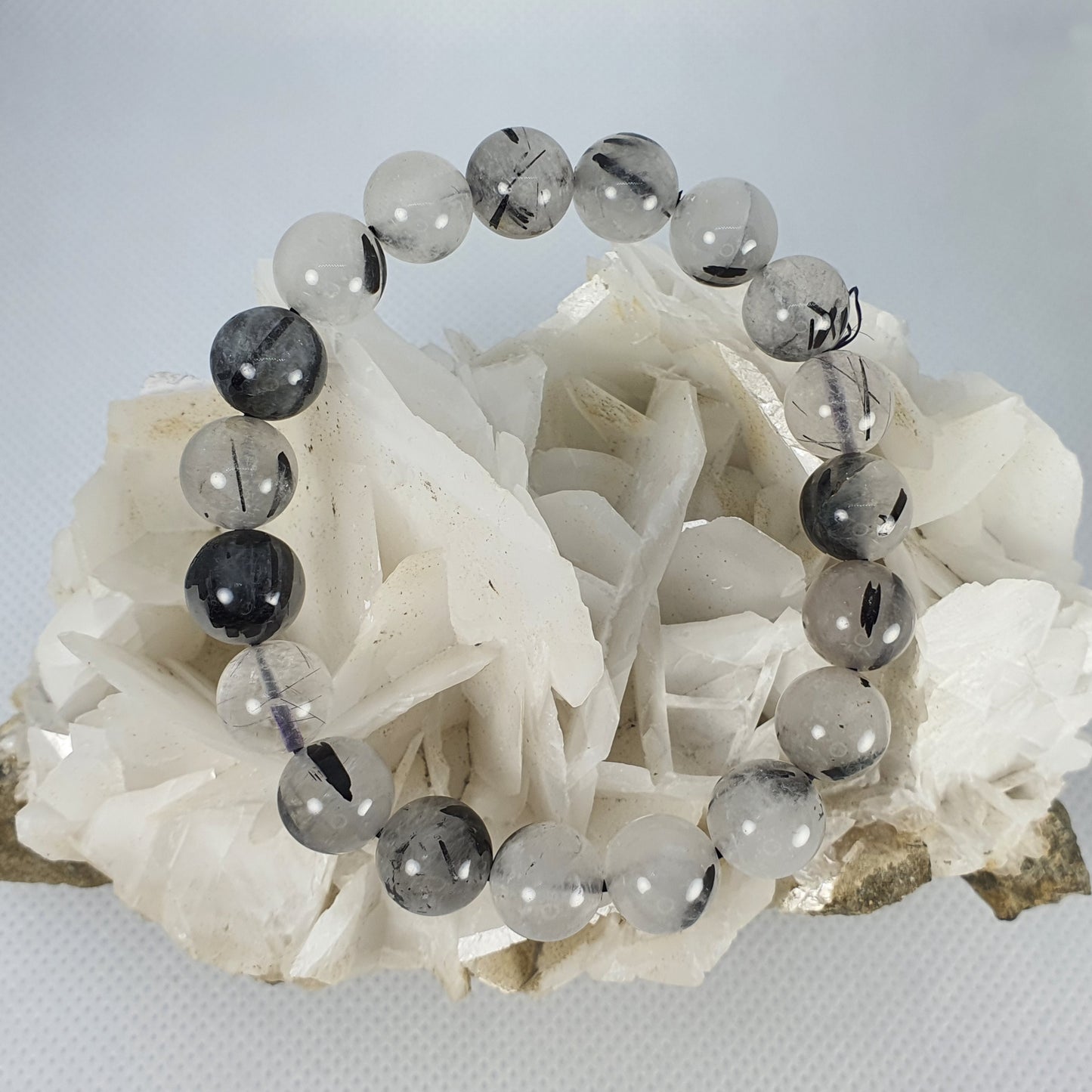 Crystals - Tourmalinated Quartz Bracelet (Round Beads)