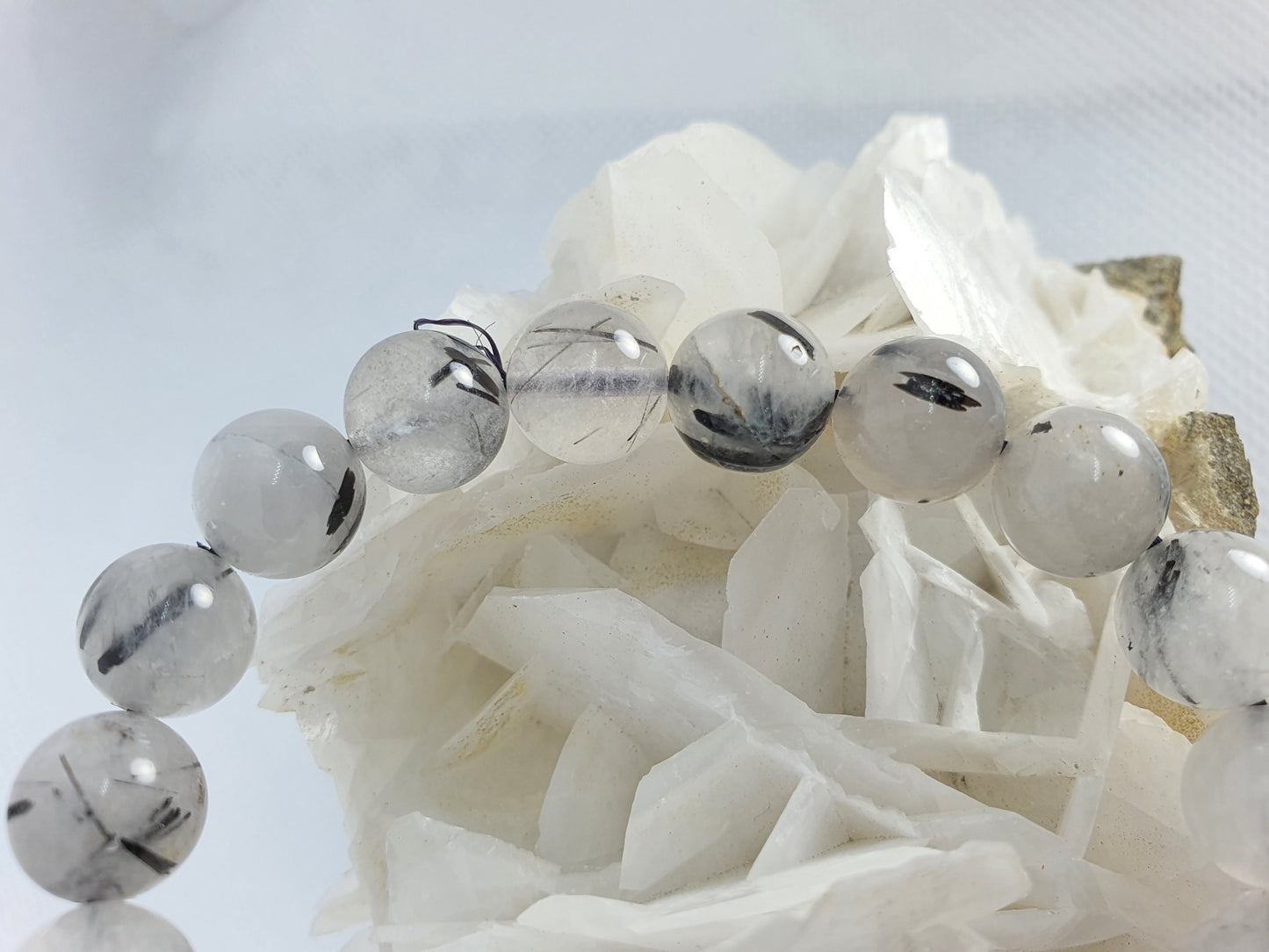 Crystals - Tourmalinated Quartz Bracelet (Round Beads)