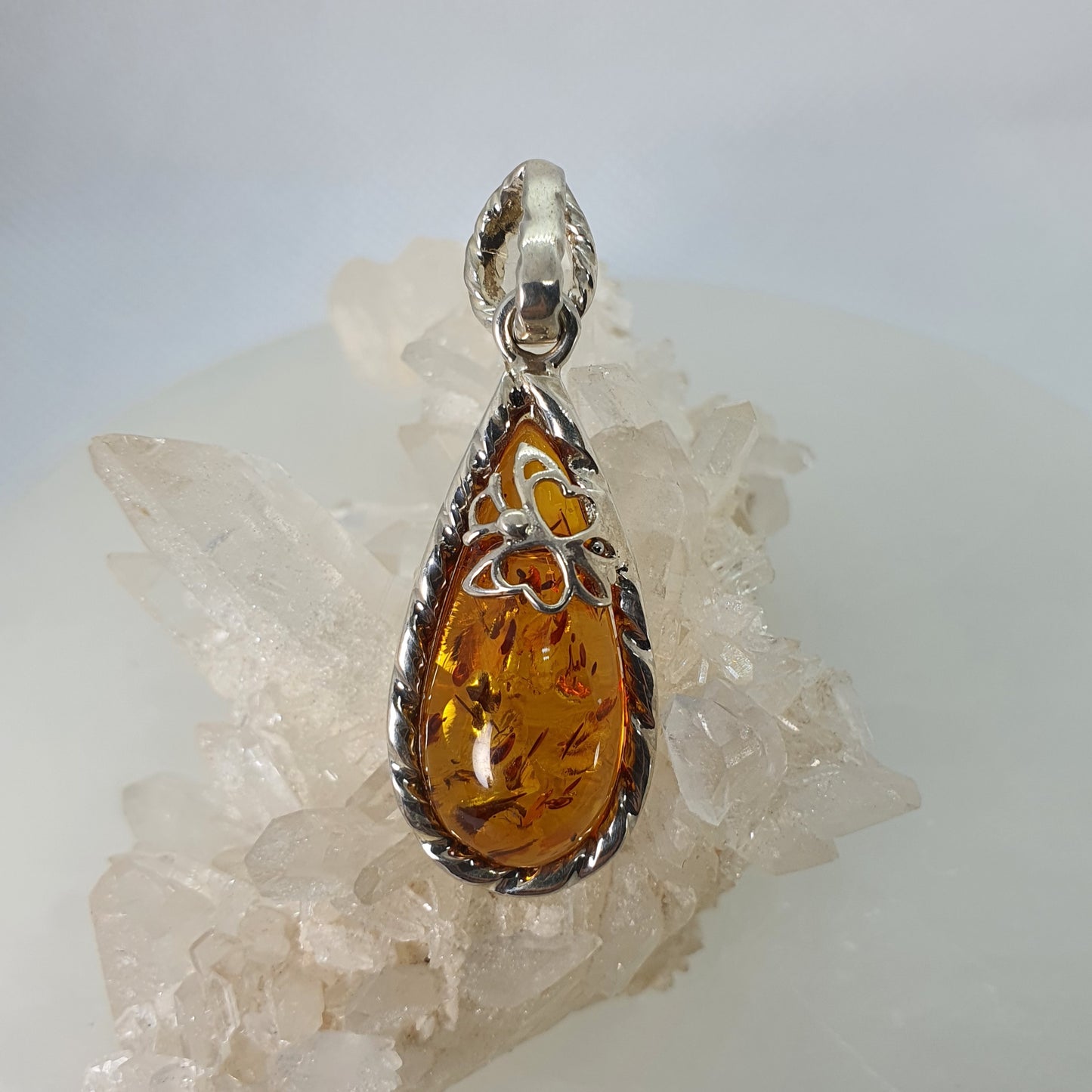 Crystals - Amber Pendant - Sterling Silver