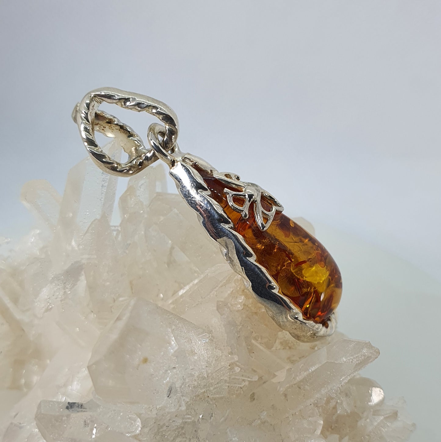 Crystals - Amber Pendant - Sterling Silver