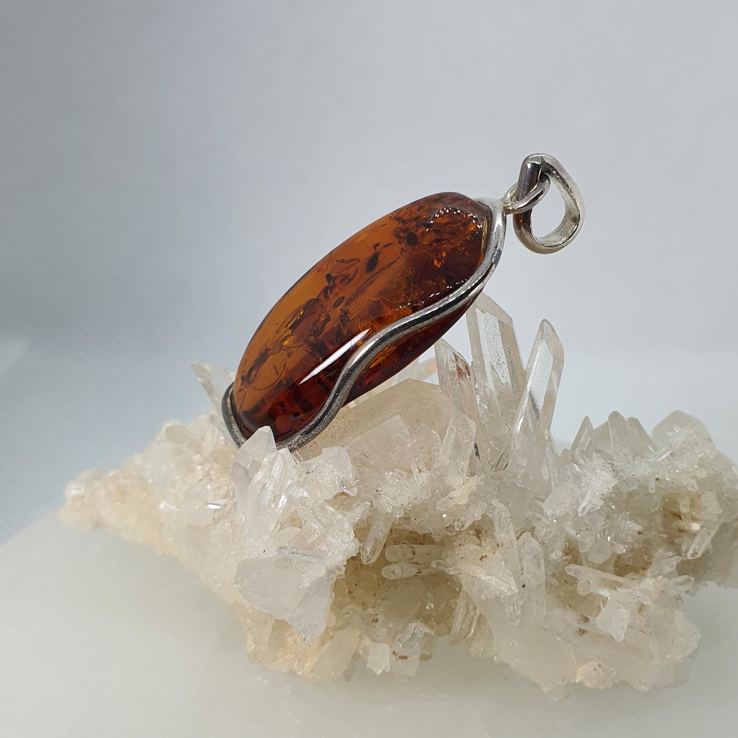 Crystals - Amber Pendant - Sterling Silver