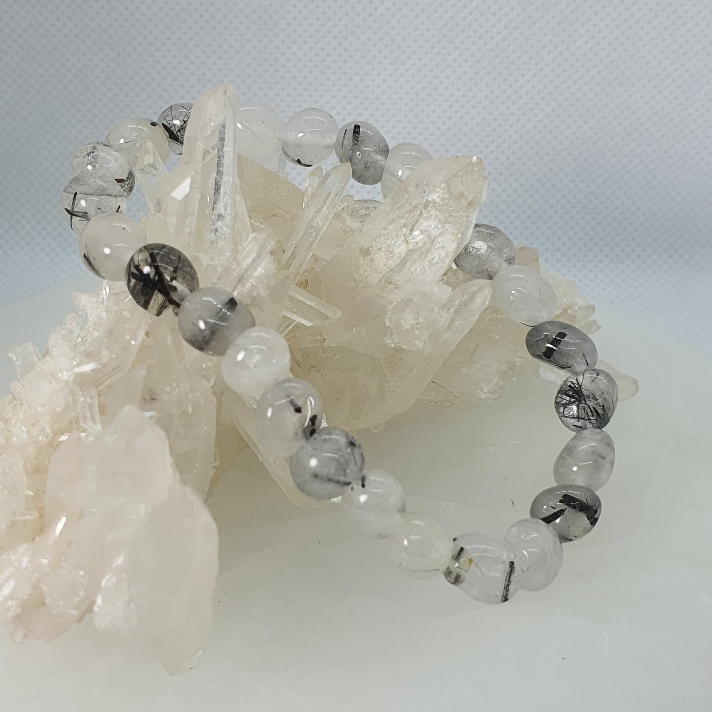 Crystals - Tourmalinated Quartz Bracelet (Tumbled Beads)