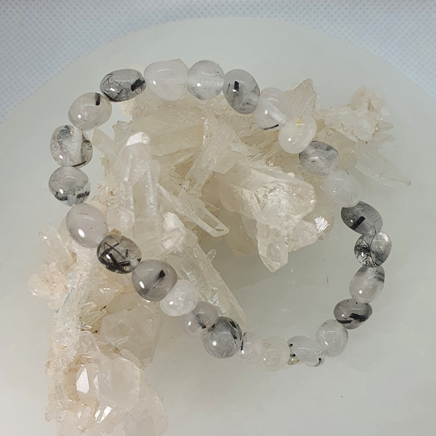 Crystals - Tourmalinated Quartz Bracelet (Tumbled Beads)