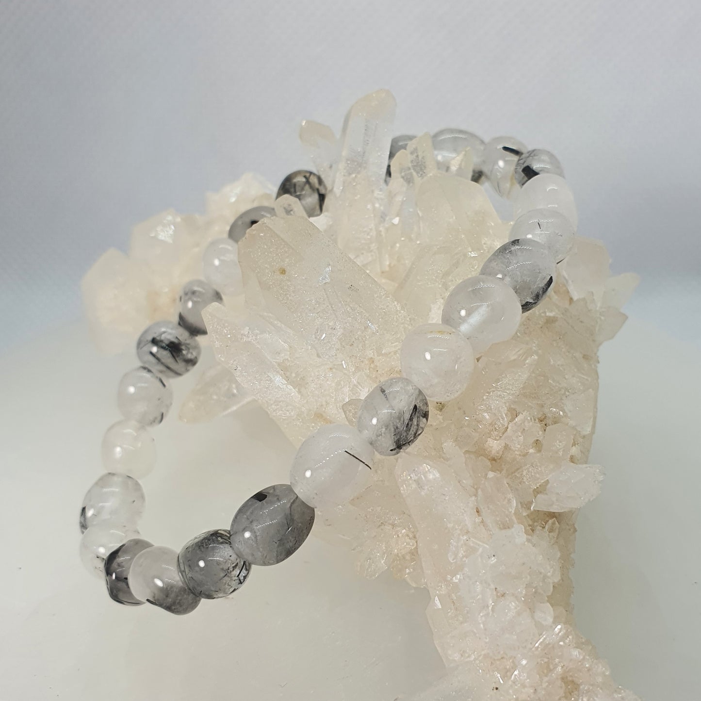 Crystals - Tourmalinated Quartz Bracelet (Tumbled Beads)