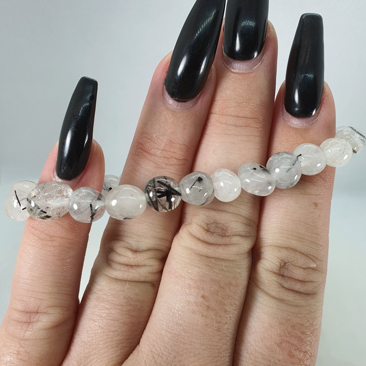 Crystals - Tourmalinated Quartz Bracelet (Tumbled Beads)