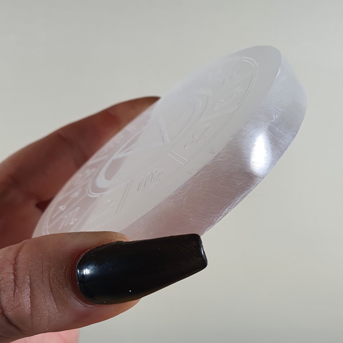 Crystals - Selenite Crystal Grid/Charging Plate with Pentagram and Symbols