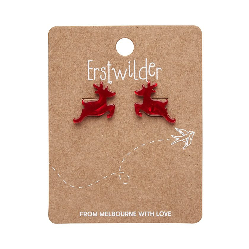 Erstwilder - Reindeer Ripple Stud Earrings - Red