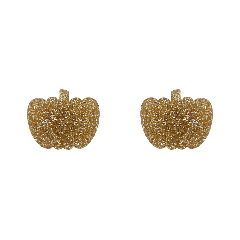 Erstwilder - Pumpkin Glitter Resin Stud Earrings - Gold
