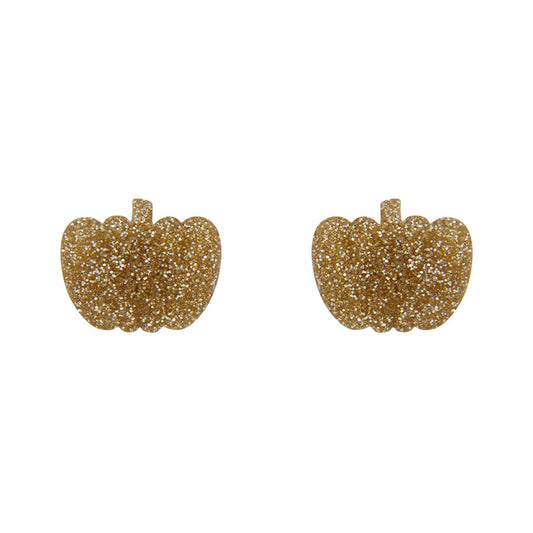 Erstwilder - Pumpkin Glitter Resin Stud Earrings - Gold