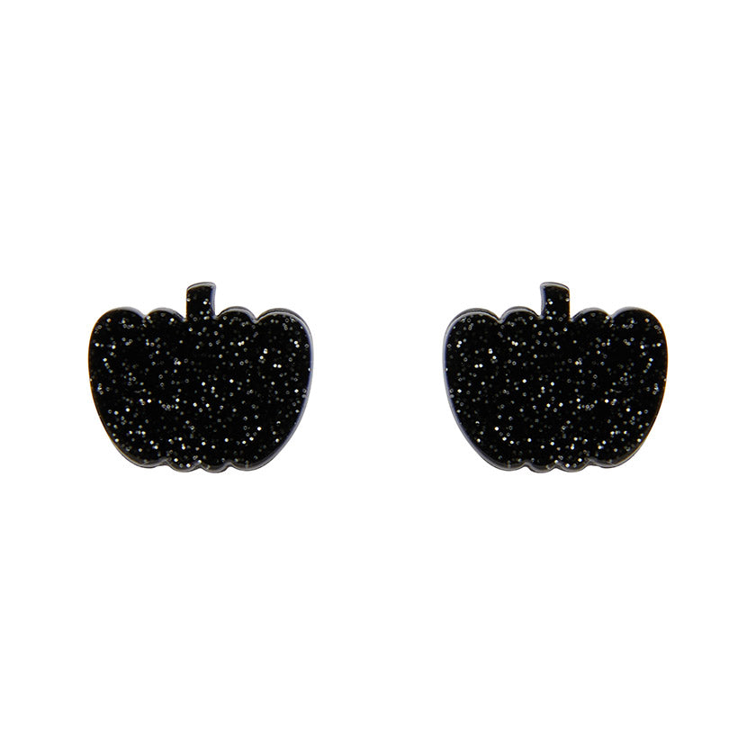 Erstwilder - Pumpkin Glitter Resin Stud Earrings - Black