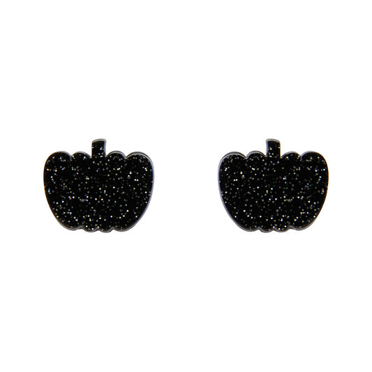 Erstwilder - Pumpkin Glitter Resin Stud Earrings - Black