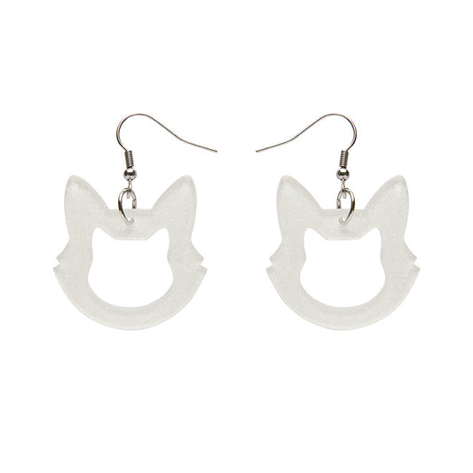 Erstwilder - Cat Head Gitter Resin Drop Earrings - White