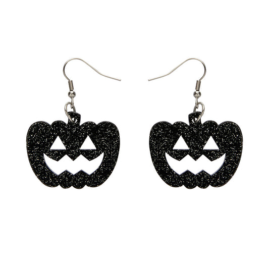 Erstwilder - Pumpkin Glitter Resin Drop Earrings - Black
