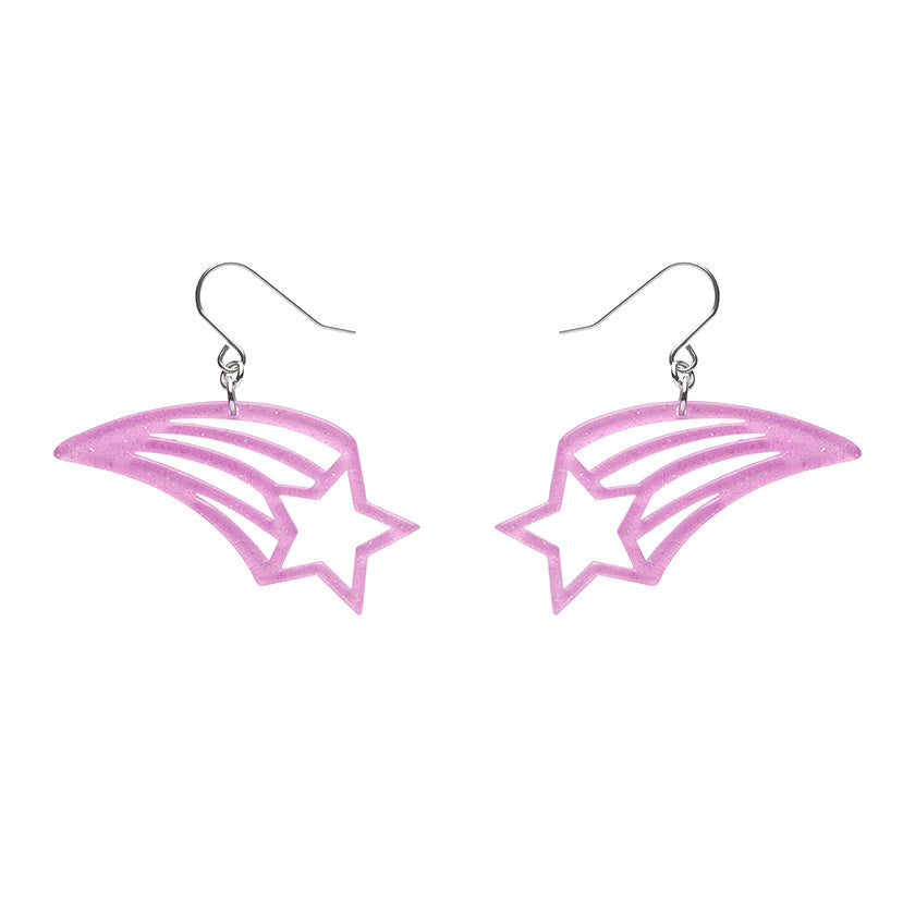 Erstwilder - Shooting Star Glitter Resin Drop Earrings - Lilac