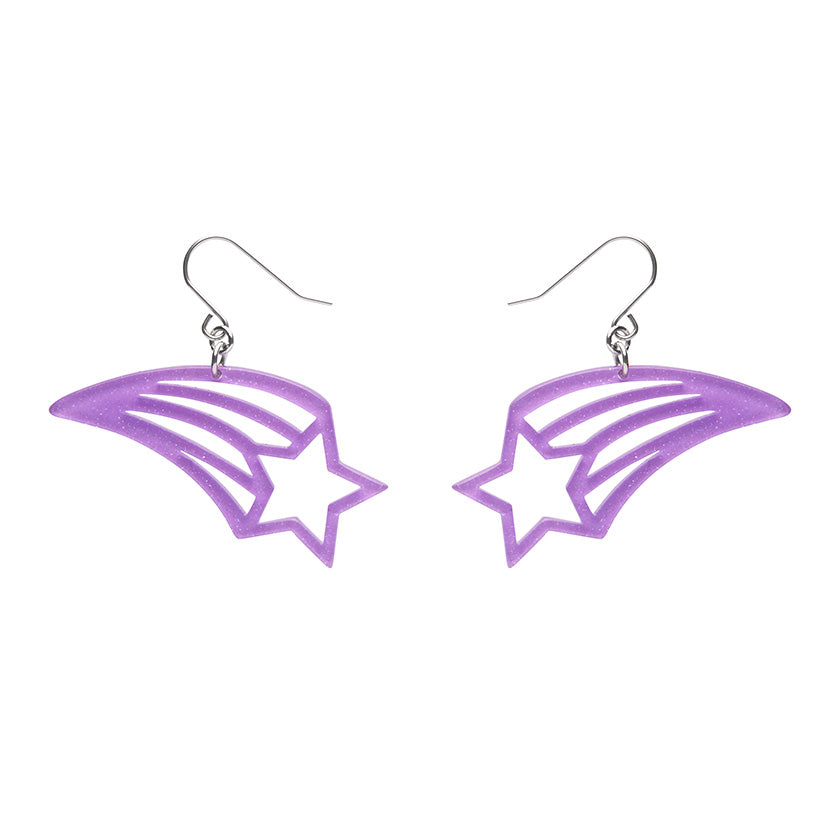 Erstwilder - Shooting Star Glitter Resin Drop Earrings - Purple
