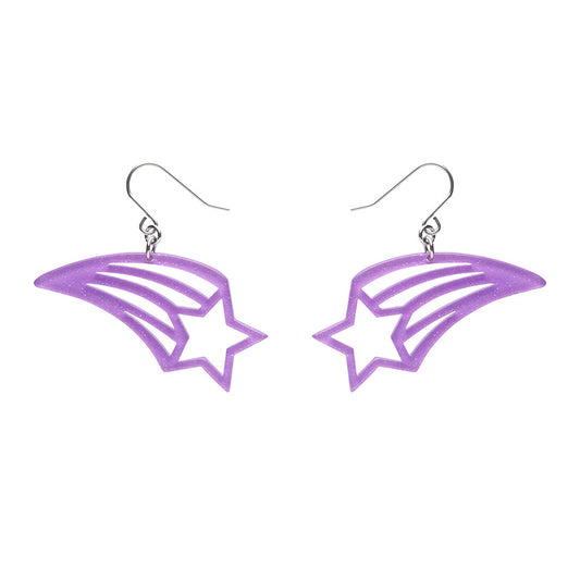 Erstwilder - Shooting Star Glitter Resin Drop Earrings - Purple