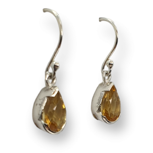 Crystals - Citrine Faceted Earrings - Sterling Silver