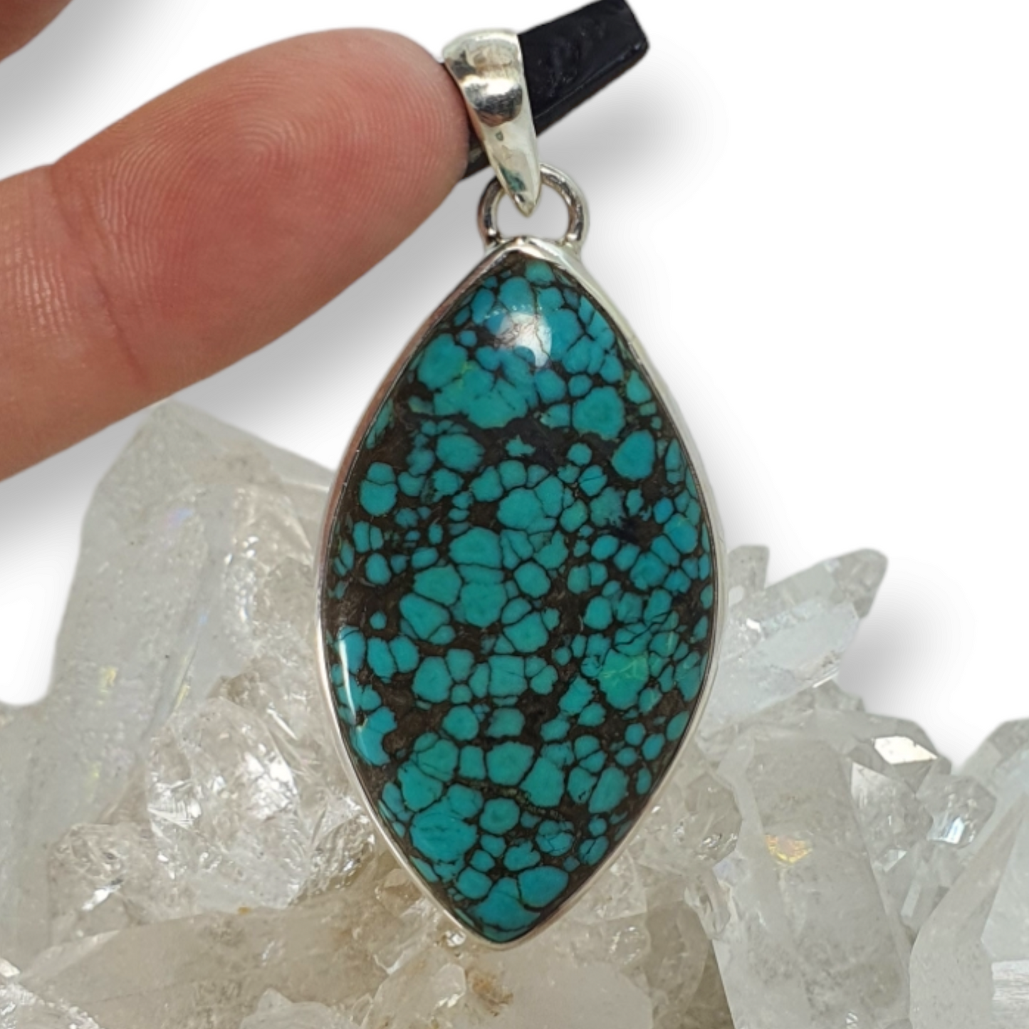 Crystals - Turquoise (Tibet) Cabochon Pendant - Sterling Silver