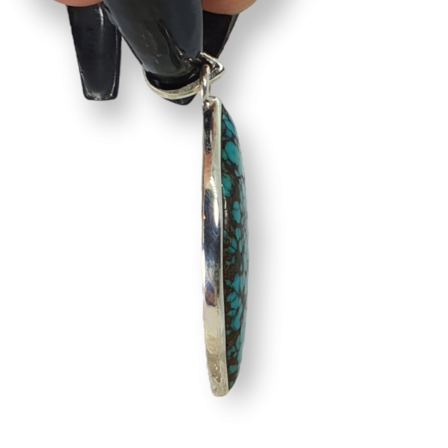 Crystals - Turquoise (Tibet) Cabochon Pendant - Sterling Silver