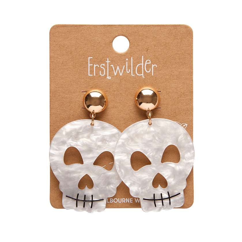 Erstwilder - Skull Ripple Statement Earrings - White