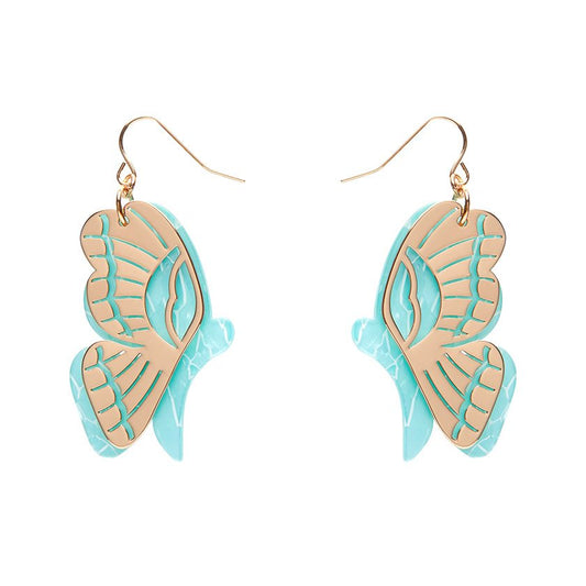 Erstwilder - Butterfly Textured Resin Drop Earrings - Mint