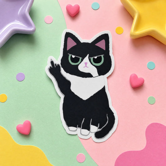 Stickers - Kitty Flipping The Bird