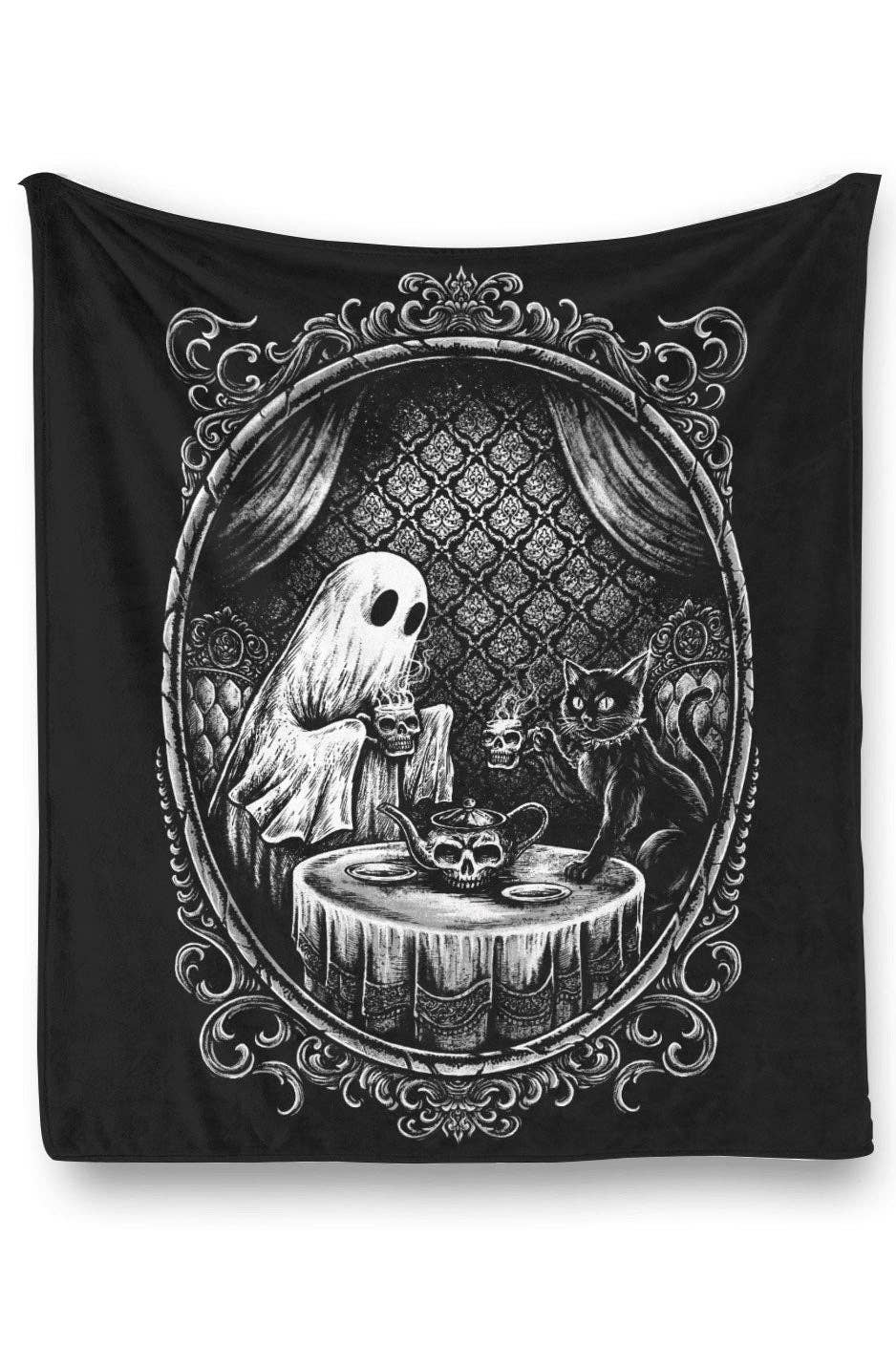 Ghostly Tea Time Throw Blanket