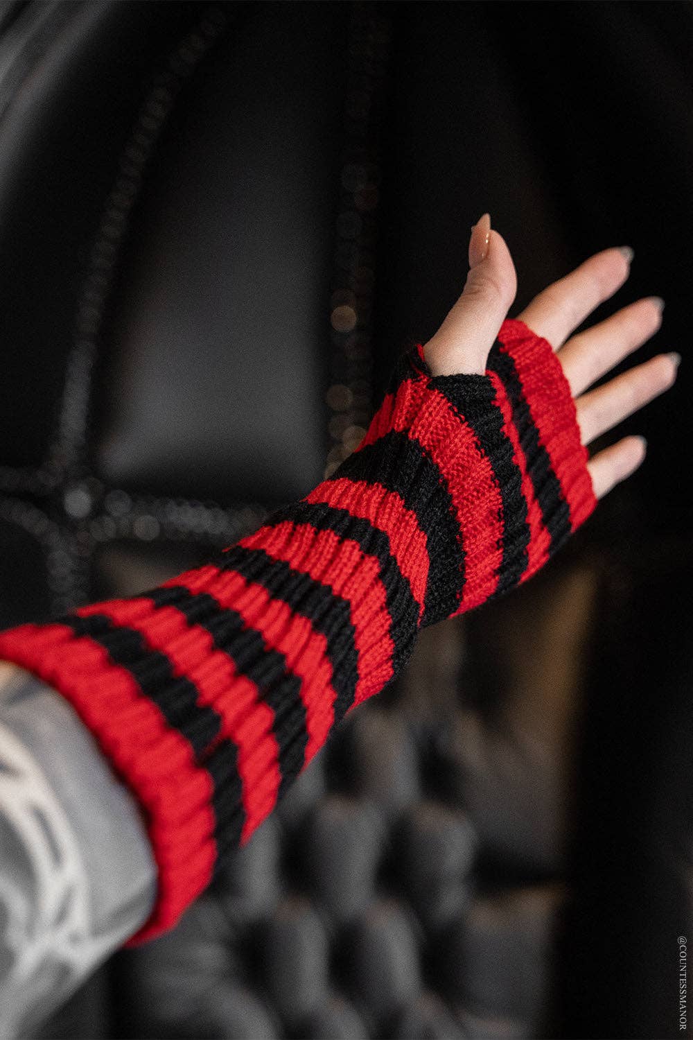Spooky Striped Arm Warmers [Multiple Colors]: Black/Purple