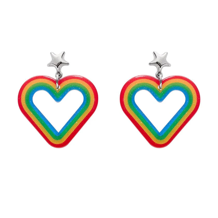 Erstwilder - Heart Rainbow Stud Drop Earrings